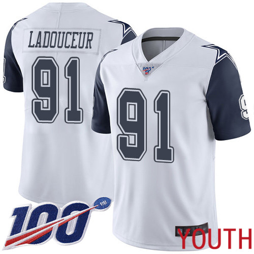 Youth Dallas Cowboys Limited White L. P. Ladouceur #91 100th Season Rush Vapor Untouchable NFL Jersey->youth nfl jersey->Youth Jersey